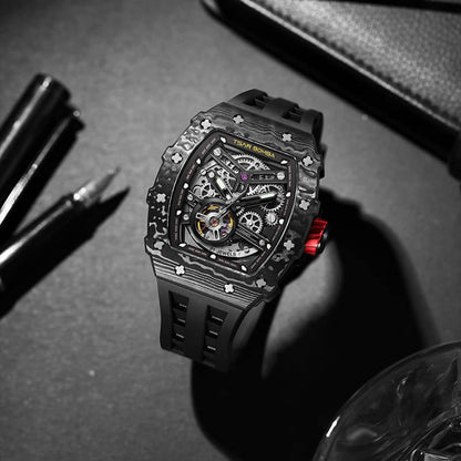 Elemental Series Luxury Carbon Fiber Automatic Watch: Durable, Stylish, Precise Self-Winding Timepiece